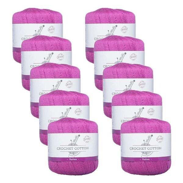 10PK Malli Super Strength 100% Cotton Crochet Knitting Yarn 3ply 50g Fuchsia