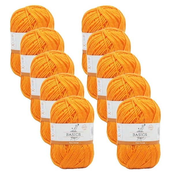 10PK Malli Super Blend Basic Knitting Crochet Yarn 8ply 100g Footy Orange