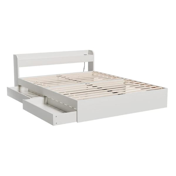 Artiss Bed Frame Single Double Queen Size with Charging Ports and 2 Drawers AURA Double