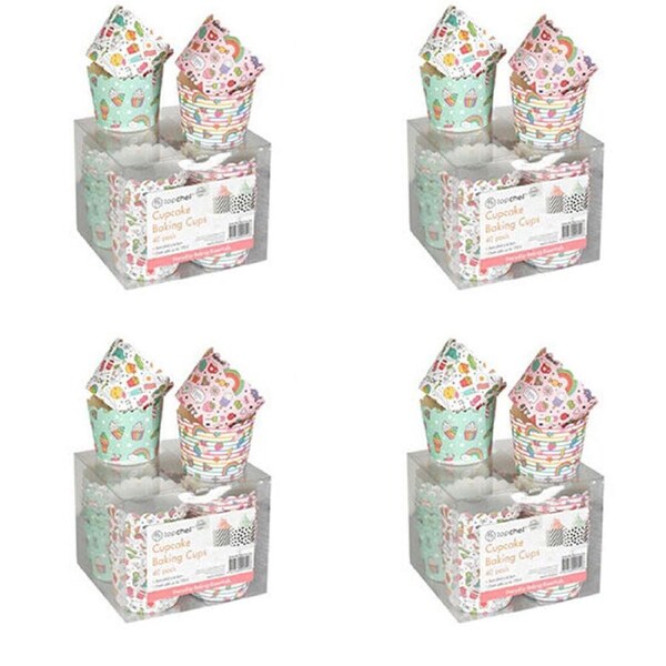4x 40pc Topchef Cupcakes Baking Liner Cups Box Set 4.5cm Assorted