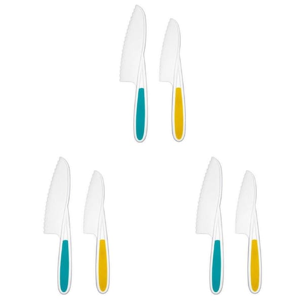 3x 2pc Topchef Kids Friendly Silicone Cutting Kitchen Knives Multicoloured