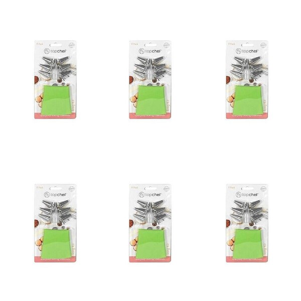 6x 9pc Topchef Stainless Steel Reusable Icing Baking Kit Assorted