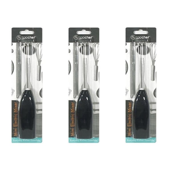 3PK Topchef Mini Handheld Electric Coffee Stirrer Milk Frother Assorted