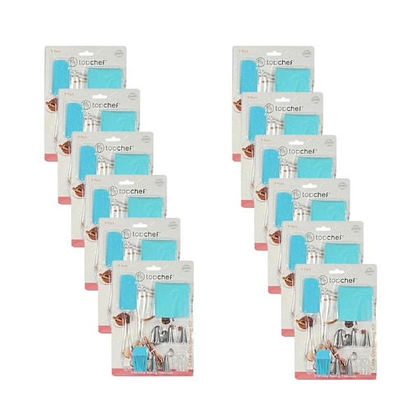 12x 9pc Topchef Reusable Silicone Cake Decorating Baking Kit Assorted