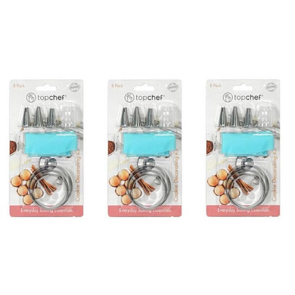 3x 8pc Topchef Reusable Silicone Cookie Decorating Baking Kit Assorted