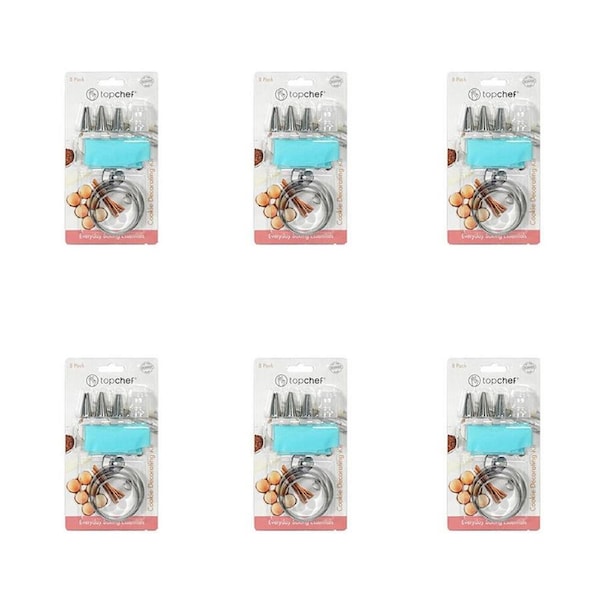 6x 8pc Topchef Reusable Silicone Cookie Decorating Baking Kit Assorted