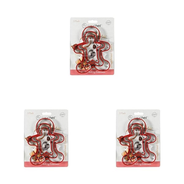 3x 3pc Topchef Stainless Steel Ginger Bread Cutters Baking Set Assorted