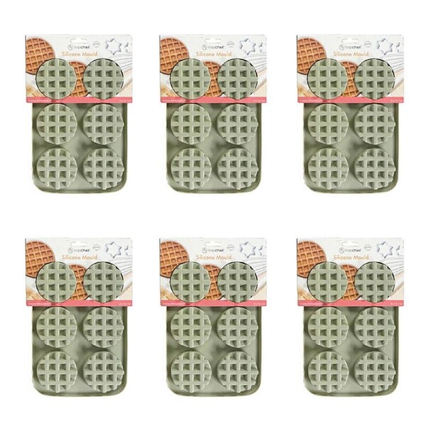 6x 6pc Topchef Silicone Heat Resistant Waffle Mould 25.5x18cm Assorted