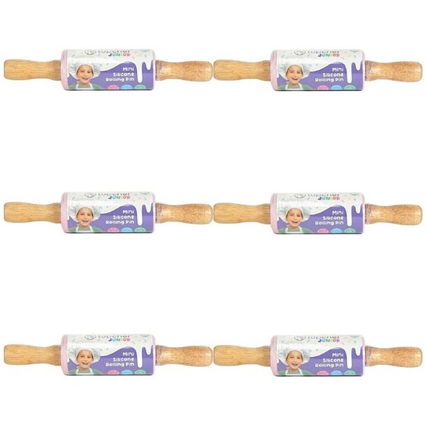 6PK Topchef Silicone/Bamboo Mini Rolling Pin Kids Baking Utensil Set Assorted