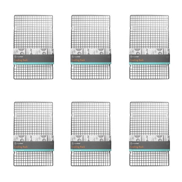 6PK Topchef Coated Iron Kitchen Baking Cooling Rack Tray 29x43cm Black