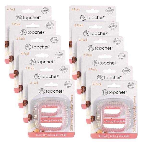 12x 5pc Topchef Silicone Cupcake Liner Patties Square Multicoloured Assorted