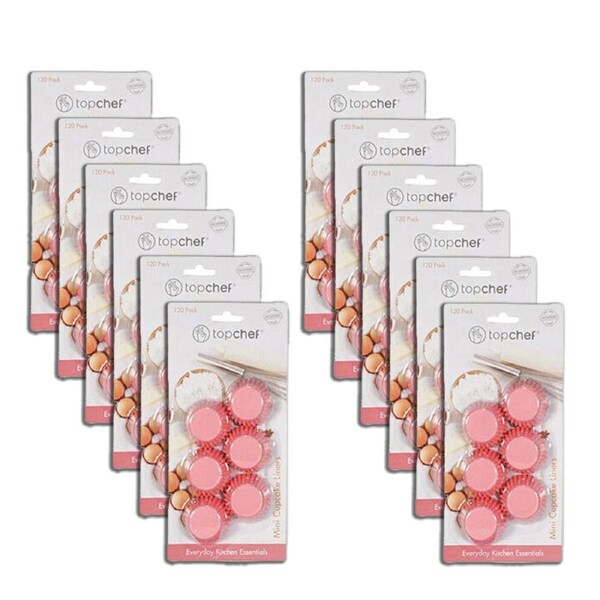 12x 120pc Topchef Mini Paper Cupcake Liners Cups Set 4x3cm Assorted