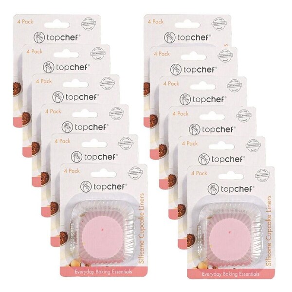 12x 5pc Topchef Silicone Cupcake Liner Patties Round Multicoloured Assorted