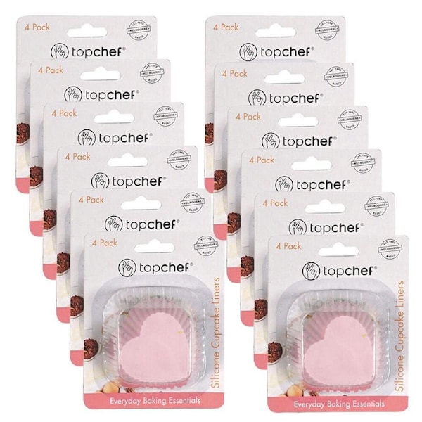 12x 5pc Topchef Silicone Cupcake Liner Patties Heart Multicoloured Assorted