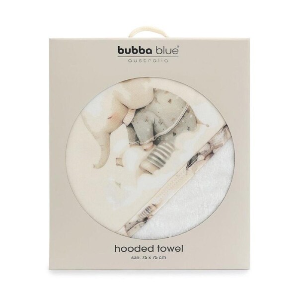 Bubba Blue Children's Elephant Bedtime Hooded Towel Soft 75x75cm