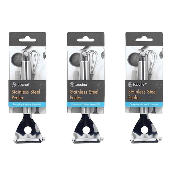 3PK Topchef Stainless Steel Potato Peeler Kitchen Utensil 18cm Silver