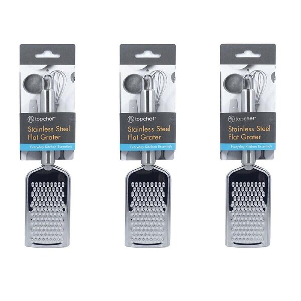 3PK Topchef Stainless Steel Grater Flat Kitchen Utensil 24cm Silver