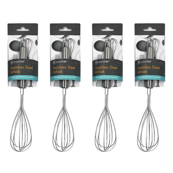 4PK Topchef Stainless Steel Whisk Beater Kitchen Utensil 28cm Silver