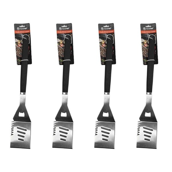 4PK Topchef Stainless Steel Barbeque Grill Turner w/ Indents Black/Silver