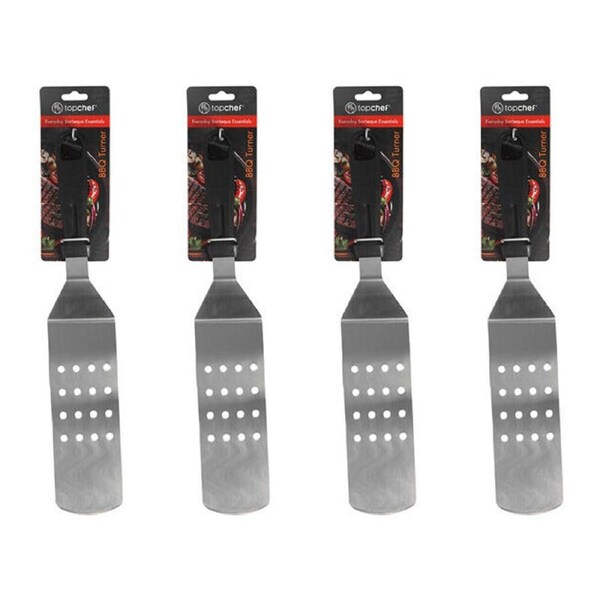 4PK Topchef Stainless Steel Jumbo Barbeque Turner Spatula Black/Silver