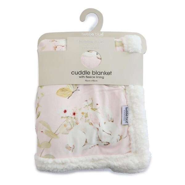 Bubba Blue Sleeping Bunny Reversible Fleece Cuddle Blanket 70x90cm