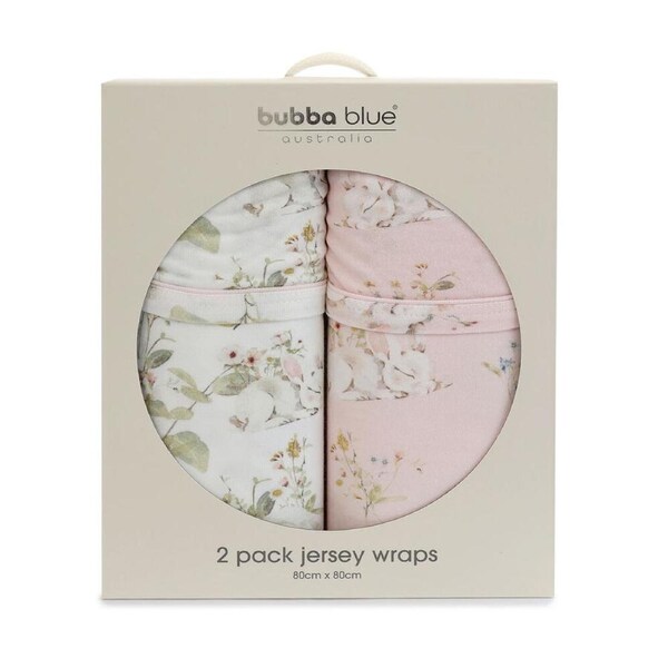 2pc Bubba Blue Sleeping Bunny Jersey Swaddle Wraps 100x100cm