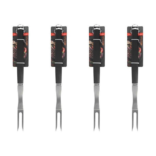 4PK Topchef Stainless Steel Long Handle Barbeque Grilling Fork 46cm Black/Silver