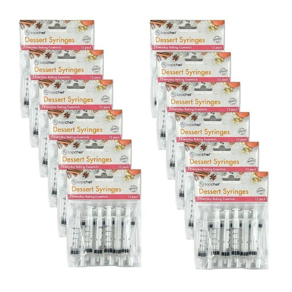 12x 12pc Topchef Dessert Decorating Syringe Dispenser Set 8.5cm White