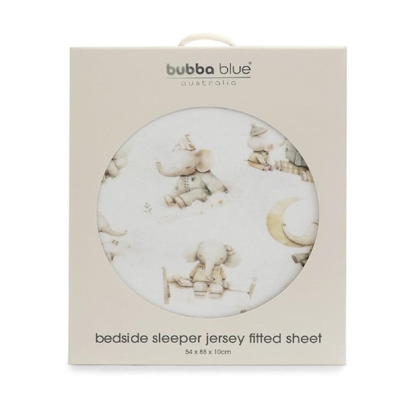 Bubba Blue Elephant Bedtime Jersey Bedside Sleeper Fitted Sheet 54x88x10cm