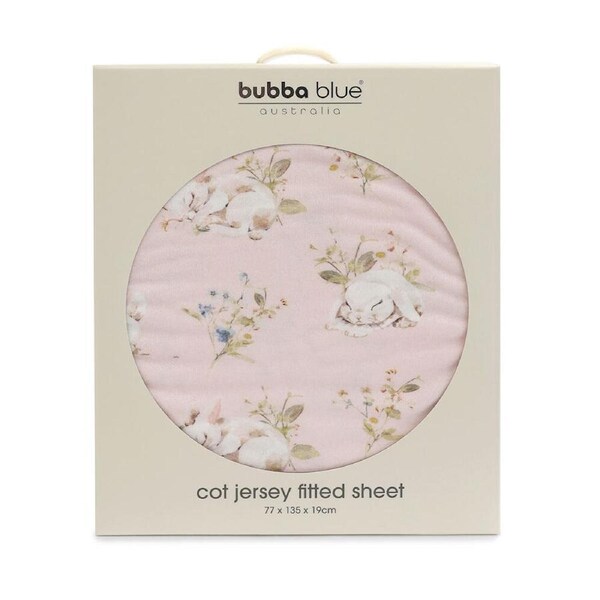 Bubba Blue Sleeping Bunny Jersey Cot Fitted Sheet 77x135x19cm