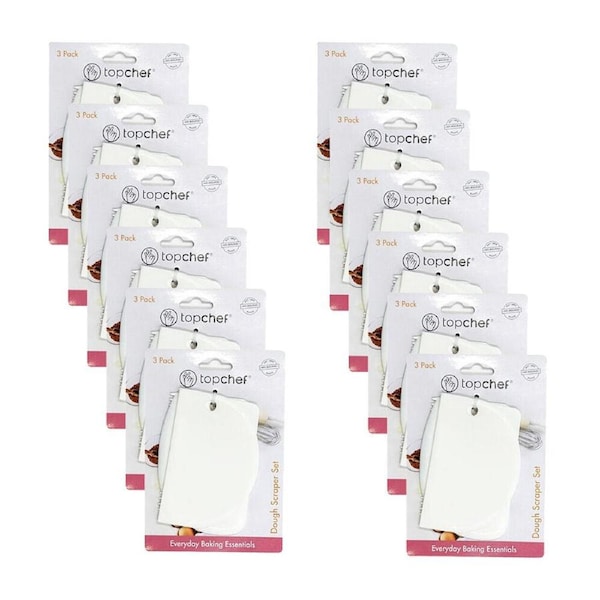 12x 3pc Topchef Dough Scraper/Cutter Baking Utensil Set White Assorted