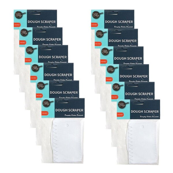 12x 3pc Topchef Lightweight Dough Scrapers Baking Utensil Set White