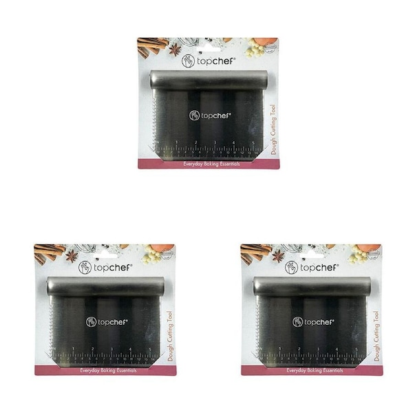 3PK Topchef Stainless Steel Dough Cutter/Scraper Baking Utensil Set Silver