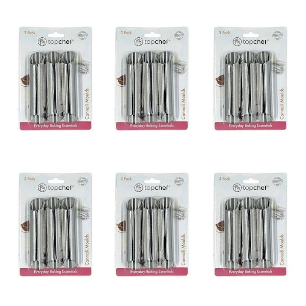6x 3pc Topchef Stainless Steel Cannoli Moulds Baking Utensil Set Silver