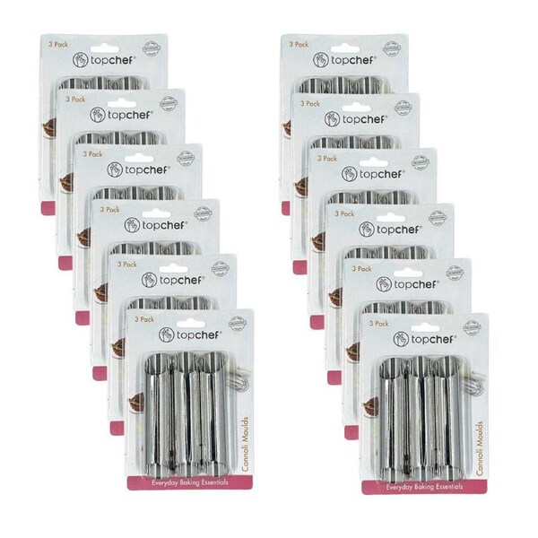 12x 3pc Topchef Stainless Steel Cannoli Moulds Baking Utensil Set Silver