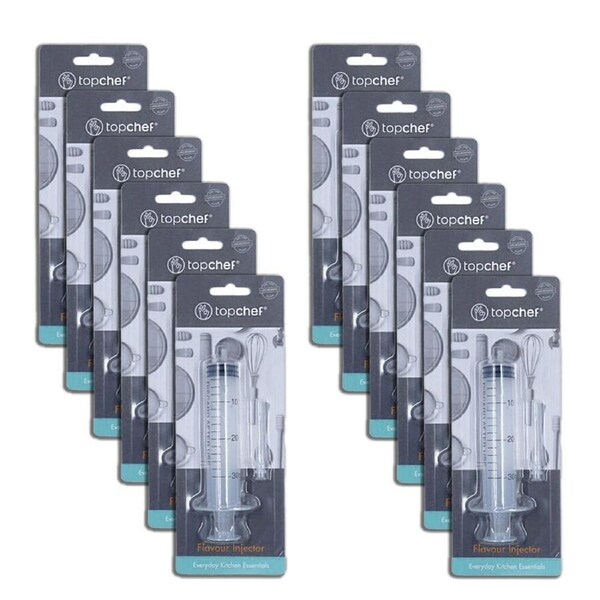 12PK Topchef Disposable Flavour Marinade Injector Syringe 4.5x2.5cm Clear
