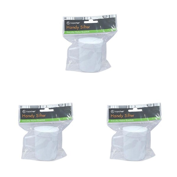 3PK Topchef Handy Flour Sifter Kitchen Baking Utensil 7x8.5cm White