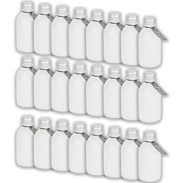 24PK Glass & Co Round Silver Lid Frosted Bottle Storage Jar 150ml Clear