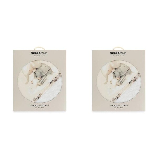 2PK Bubba Blue Children's Elephant Bedtime Hooded Towel Soft 75x75cm