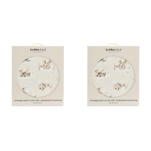 2PK Bubba Blue Elephant Bedtime Waterproof Change Mat Cover 48x82cm