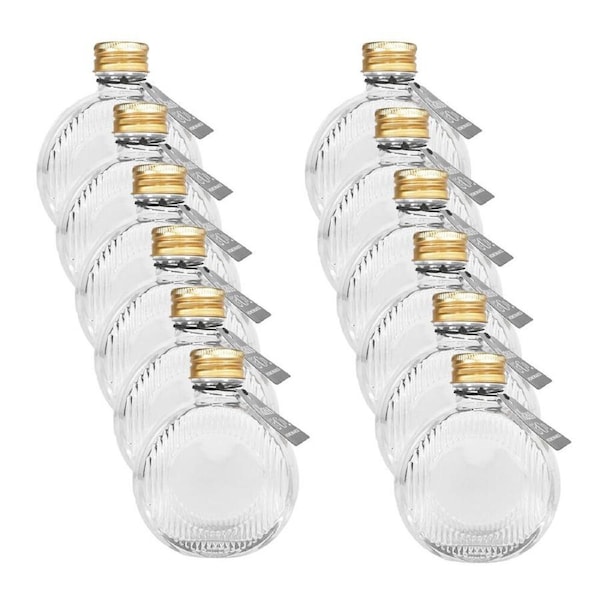 12PK Glass & Co Flat Round Gold Lid Bottle Storage Jar 120ml Clear