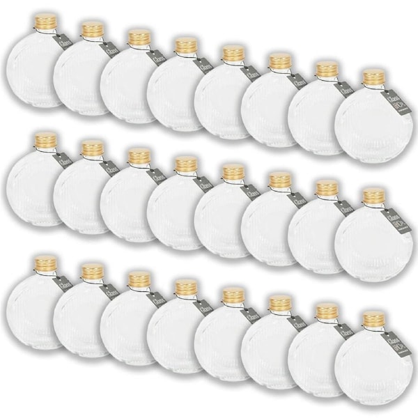 24PK Glass & Co Flat Round Gold Lid Bottle Storage Jar 210ml Clear