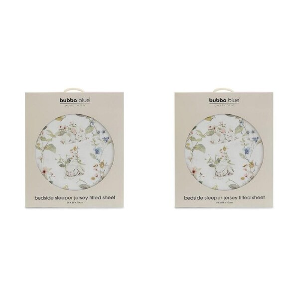 2PK Bubba Blue Sleeping Bunny Jersey Bedside Sleeper Fitted Sheet 54x88x10cm