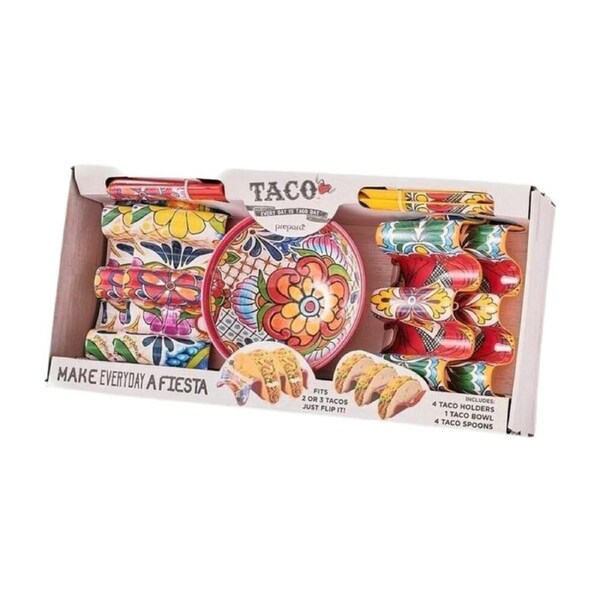 5pc Prepara Melamine Taco Party Serveware Gift Set Dishwasher Safe