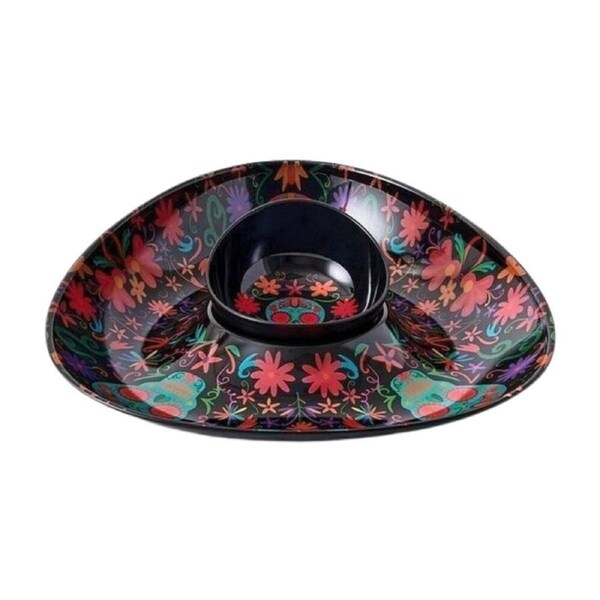 Prepara Chip N Dip Snack Serving Dish Bowl Platter Tray Day of the Dead Ed 37cm