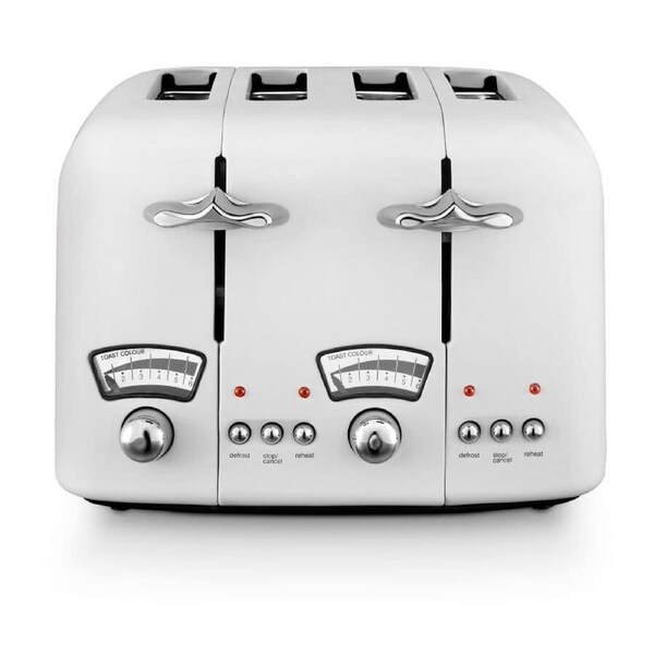 DeLonghi Argento Vibe 4 Slice Toaster White CT04W1