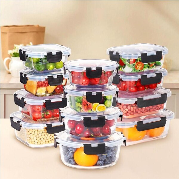 ZUNI Glass Food Containers Set with Lid 12 Packs Airtight Meal Prep Storage