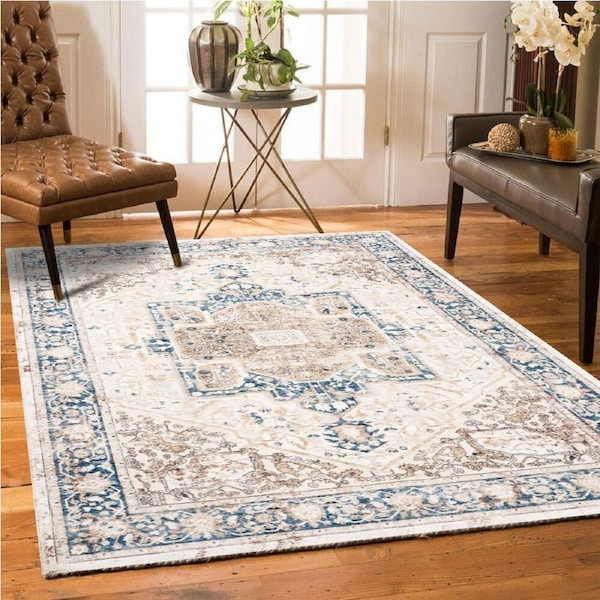 ZUNI Floor Rug Soft Fluffy Area Rugs Bedroom Living Room 120x160cm Pale Blue