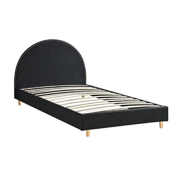 Furb King Single Bed Frame Fabric Upholstered Platform Bed Base, Black