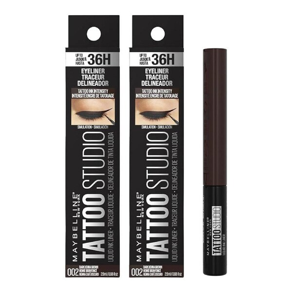 Maybelline Tattoo Studio Liquid Ink Liner 2.5ml 002 DARK HENNA BROWN - 2 pack